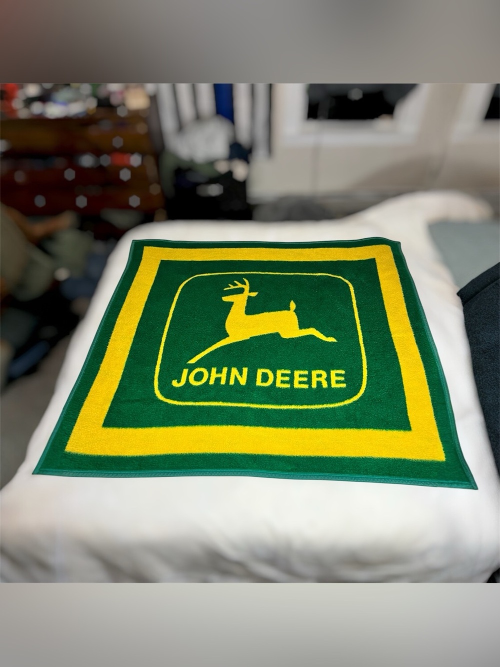 USA Made Biederlack John Deere Throw Blanket 53”x 48” Green Yellow Tractor Farm